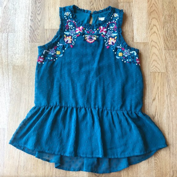 Eyeshadow Embroidered Peplum Tank Top Size XS - Picture 1 of 9